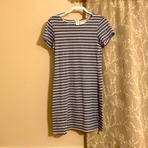 Sail to Sable Knee Length Dress Blue and White Stripe